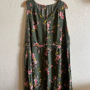 Old Navy Pink and Red Sleeveless V-Neck Maxi Sundress